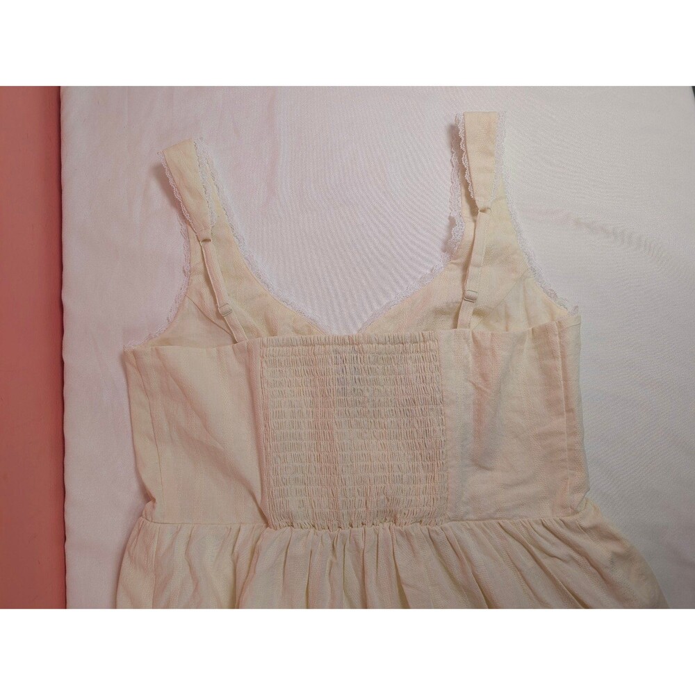 Women's Wild Fable Lace Trim Button Front Mini Dress Cream Small - Picture 7 of 9